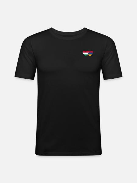 Hungary Armenia Flag Heart - Men's Slim Fit T-Shirt - black