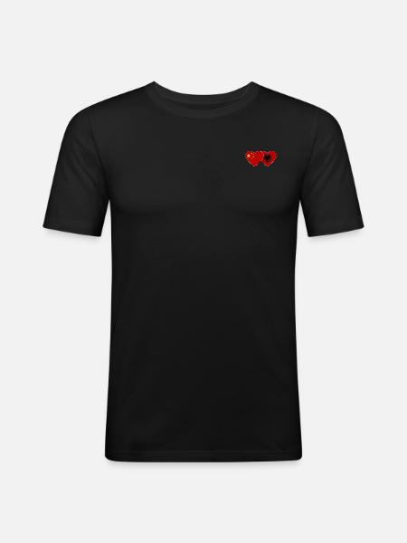 China Albania Heart Flag - Men's Slim Fit T-Shirt - black
