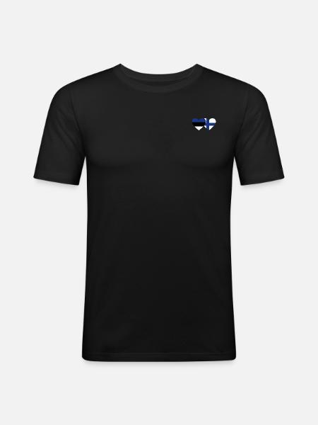 Finland Estonia Flag Heart - Men's Slim Fit T-Shirt - black
