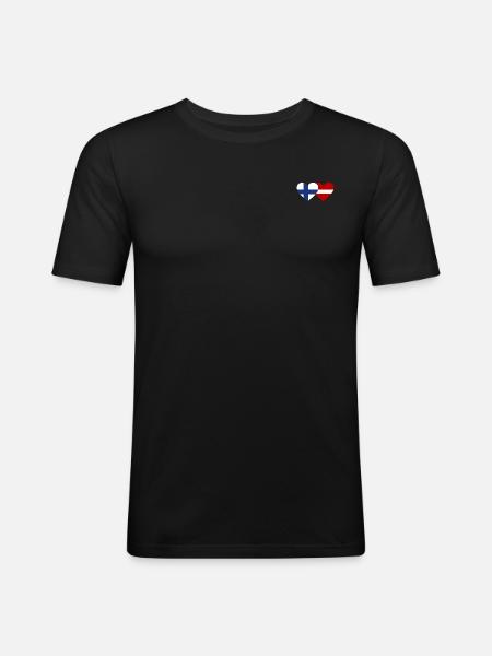Finland Latvia Flag Heart - Men's Slim Fit T-Shirt - black