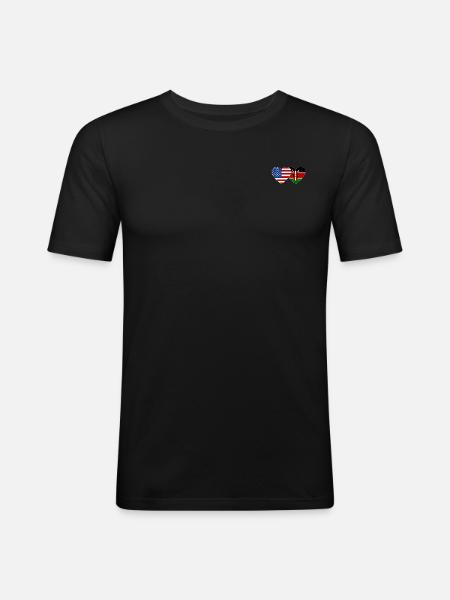 USA Kenya Flag Heart - Men's Slim Fit T-Shirt - black
