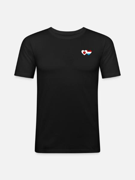 Japan Luxembourg Flag Heart - Men's Slim Fit T-Shirt - black