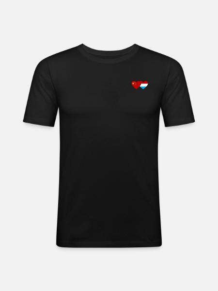 China Luxembourg Flag Heart - Men's Slim Fit T-Shirt - black