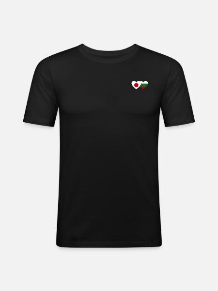Japan Bulgaria flag heart - Men's Slim Fit T-Shirt - black