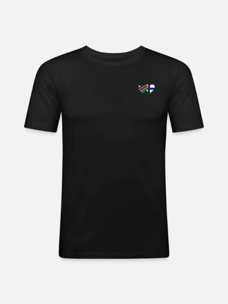 Namibia Finnland Flagge Herz - Männer Slim Fit T-Shirt - Schwarz