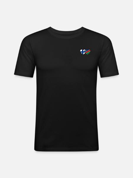 Finland Namibia Flag Heart - Men's Slim Fit T-Shirt - black