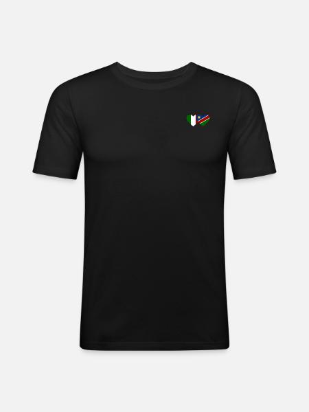 Italy Namibia Flag Heart - Men's Slim Fit T-Shirt - black