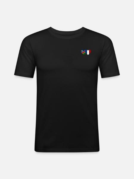 Namibia France Flag Heart - Men's Slim Fit T-Shirt - black