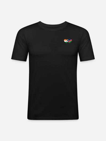 India Namibia Flag Heart - Men's Slim Fit T-Shirt - black