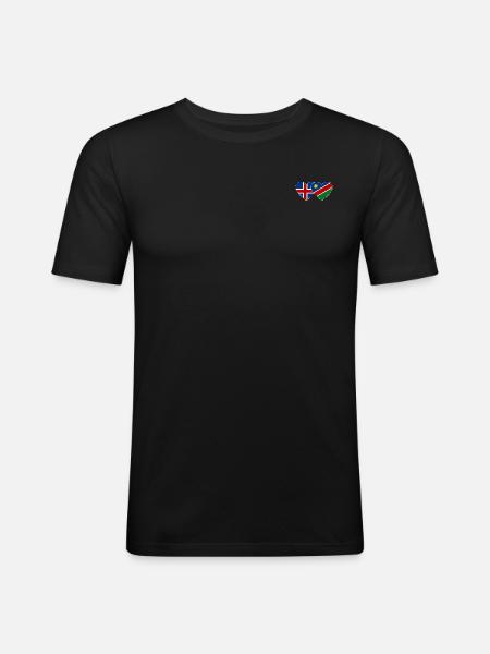 Iceland Namibia Flag Heart - Men's Slim Fit T-Shirt - black