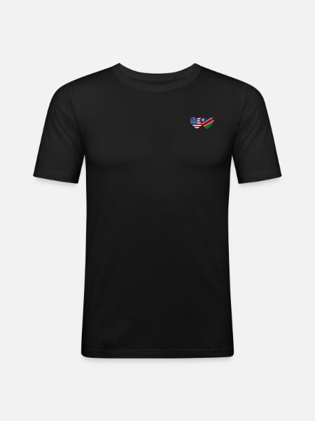 USA Namibia Flag Heart - Men's Slim Fit T-Shirt - black