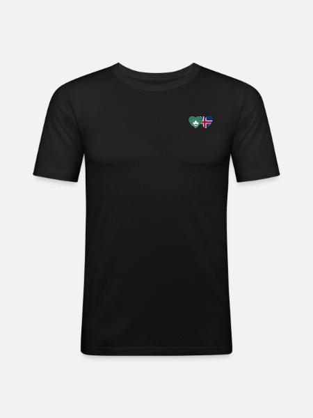 Macau Island Flag Heart - Men's Slim Fit T-Shirt - black