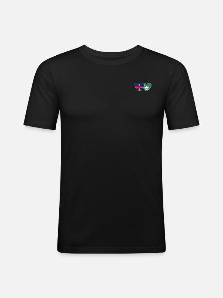 Iceland Macau Flag Heart - Men's Slim Fit T-Shirt - black