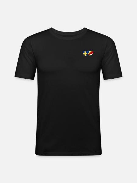 Sweden Seychelles flag heart - Men's Slim Fit T-Shirt - black
