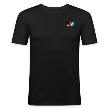 Deutschland Bayern Flagge Herz - Männer Slim Fit T-Shirt - Schwarz - Vorne - Nik (191cm)