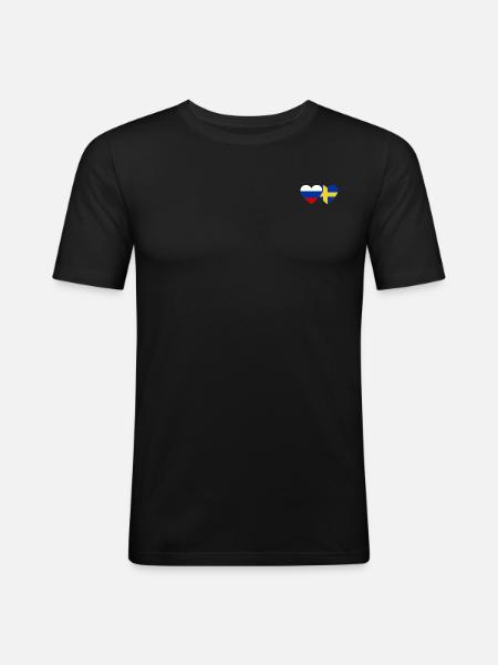 Drapeau de la Suède Russie - T-shirt près du corps Homme - noir