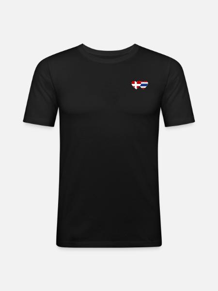 Denmark Thailand Flag Heart - Men's Slim Fit T-Shirt - black