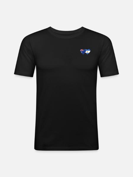 Australia Argentina flag heart - Men's Slim Fit T-Shirt - black