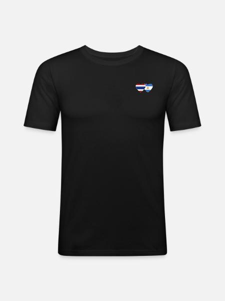 Thailand Argentina flag heart - Men's Slim Fit T-Shirt - black