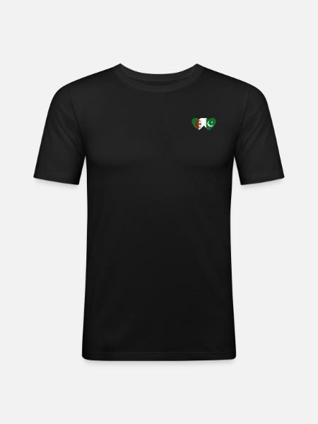 Algeria Pakistan Flag Heart - Men's Slim Fit T-Shirt - black