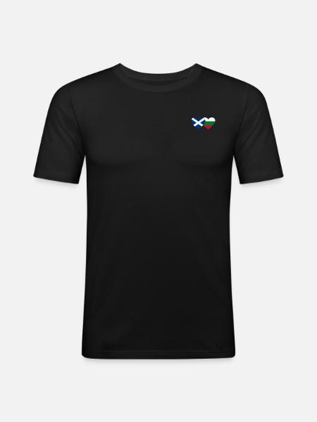 Ecosse Bulgarie Drapeau Coeur - T-shirt près du corps Homme - noir
