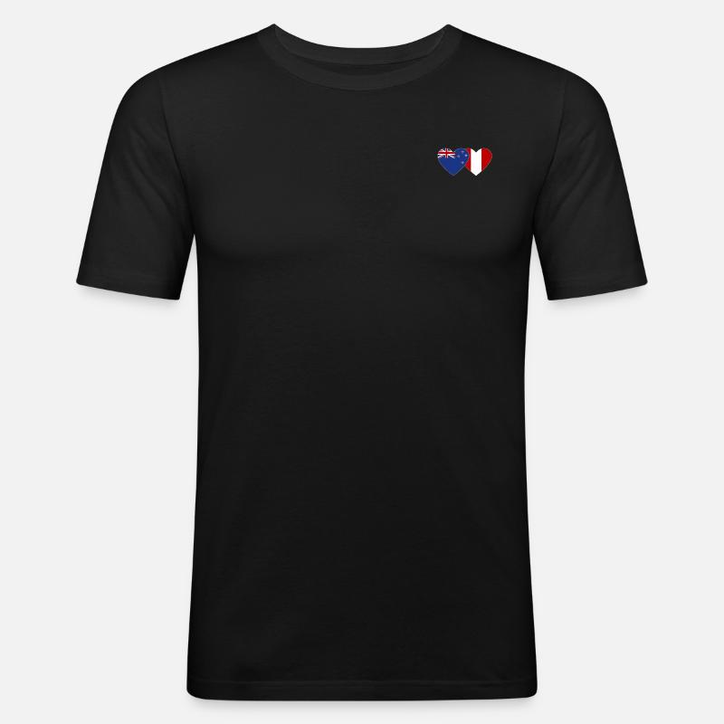 Neuseeland Peru Flagge Herz - Männer Slim Fit T-Shirt - Schwarz
