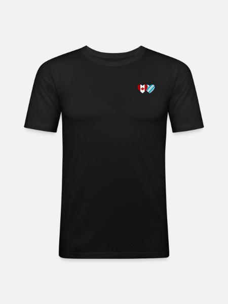 Kanada Bayern Flagge Herz - Männer Slim Fit T-Shirt - Schwarz