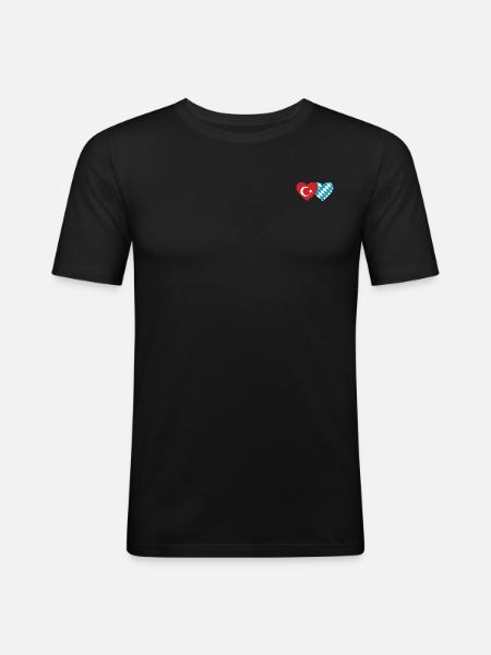 Turkey Bavaria Flag Heart - Men's Slim Fit T-Shirt - black