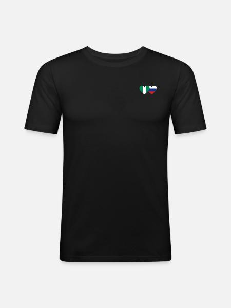 Nigeria Russie Drapeau Coeur - T-shirt près du corps Homme - noir