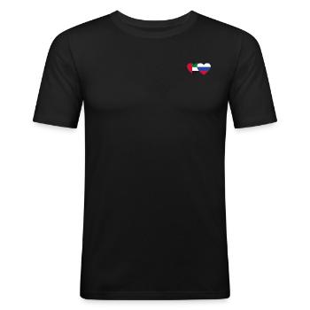 Vereinigte Arabische Emirate Russland Flagge Herz - Männer Slim Fit T-Shirt - Schwarz - Vorne - Nik (191cm)