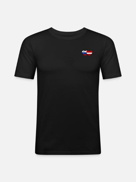 Slovenia Latvia Flag Heart - Men's Slim Fit T-Shirt - black