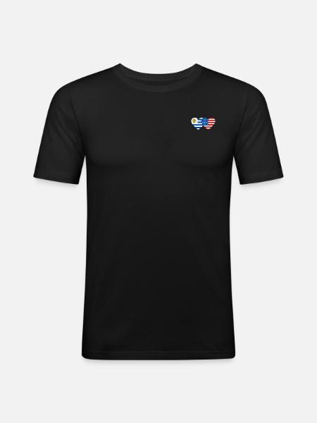 Uruguay USA Flag Heart - Men's Slim Fit T-Shirt - black