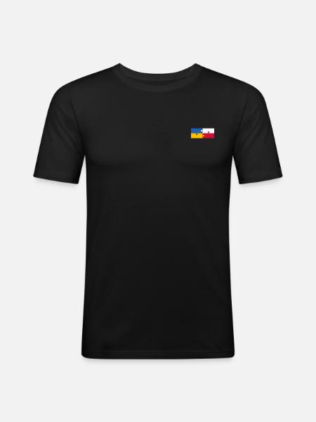 Ukraine Pologne Drapeau Puzzle - T-shirt près du corps Homme - noir