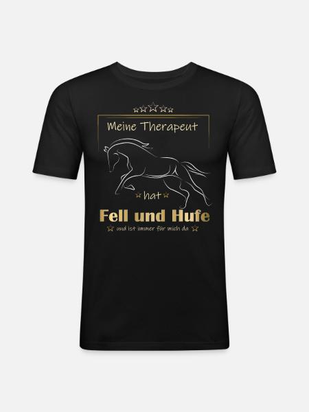 Therapeut Pferd Gold - Männer Slim Fit T-Shirt - Schwarz