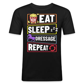 Dressur Reiten Pferd Training Dressurreiten - Männer Slim Fit T-Shirt - Schwarz - Vorne - Nik (191cm)
