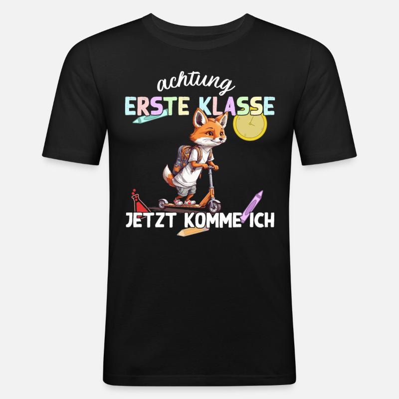Fuchs Erstklässler Einschulung Schulstart Design - Männer Slim Fit T-Shirt - Schwarz