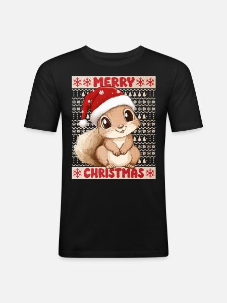 Écureuil Moche Noël Noël Doux Noël - T-shirt près du corps Homme - noir