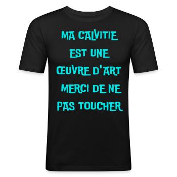ma calvitie est une oeuvre d'art - T-shirt près du corps Homme - noir - Devant - Nik (191cm)