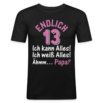 13 Jahre 13. Geburtstag I Endlich 13 Ich Kann Alle - Männer Slim Fit T-Shirt - Schwarz - Vorne - Nik (191cm)