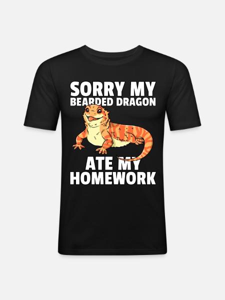 Bearded Dragon Beard Dragon Lizard Reptile - Men's Slim Fit T-Shirt - black