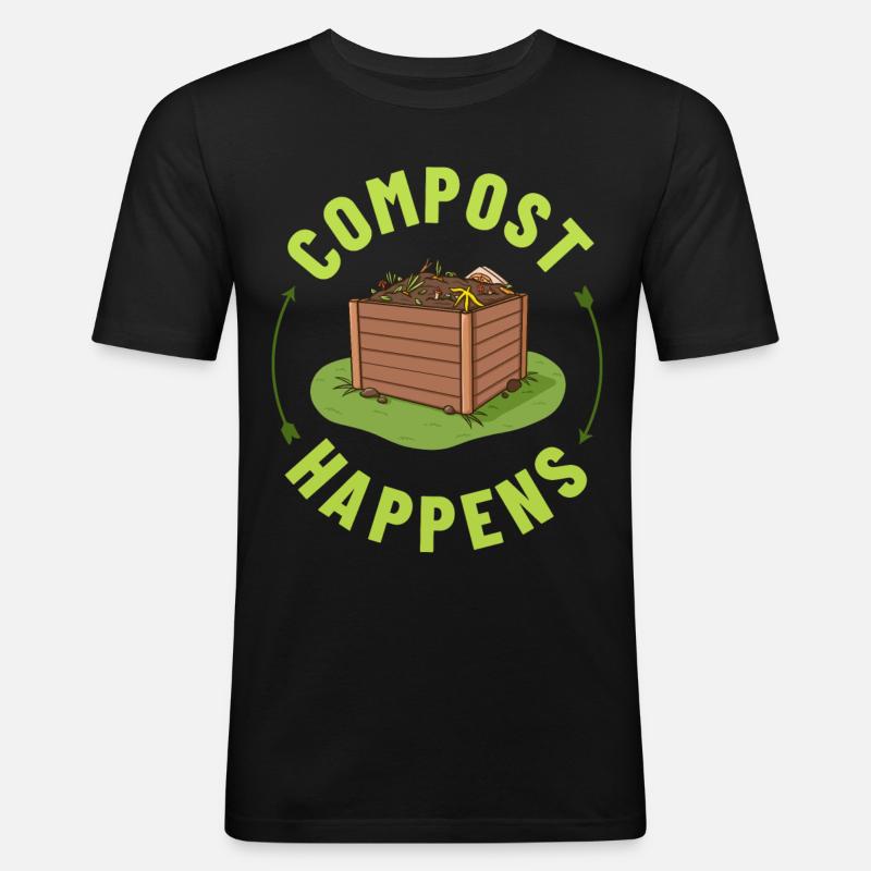 Kompostierung Kompost Wurm Abfall - Männer Slim Fit T-Shirt - Schwarz