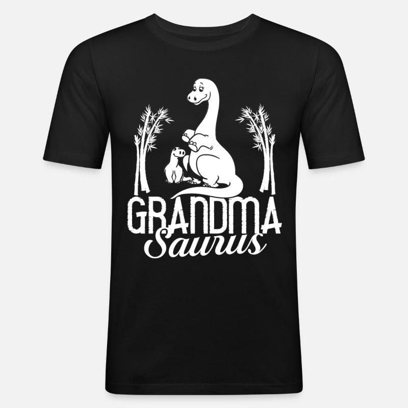 Dinosaurier Oma Saurus Omasaurus Großmutter - Männer Slim Fit T-Shirt - Schwarz