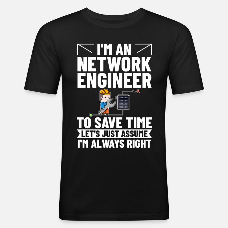 Netzwerkingenieur Network Engineer Computer - Männer Slim Fit T-Shirt - Schwarz