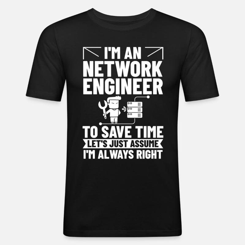 Netzwerkingenieur Network Engineer Computer - Männer Slim Fit T-Shirt - Schwarz