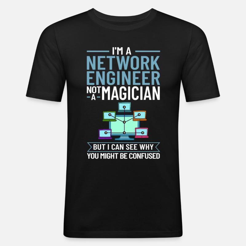 Netzwerkingenieur Network Engineer Computer - Men's Slim Fit T-Shirt - black