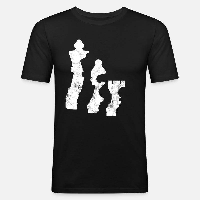 Schach Schachfiguren Schatten - Männer Slim Fit T-Shirt - Schwarz