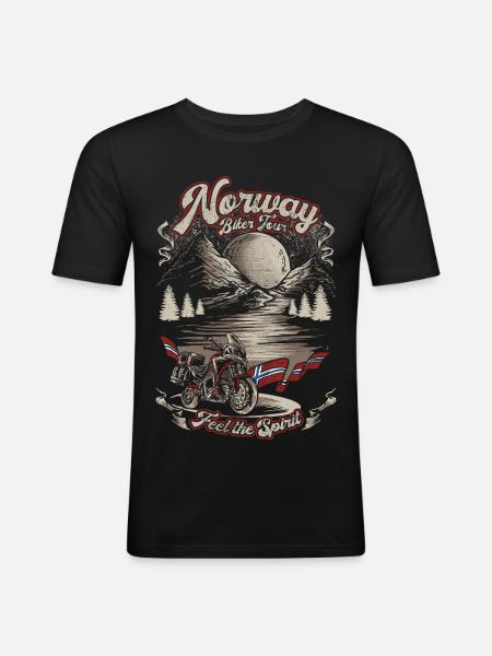 NORWAY BIKER TOUR - Men's Slim Fit T-Shirt - black