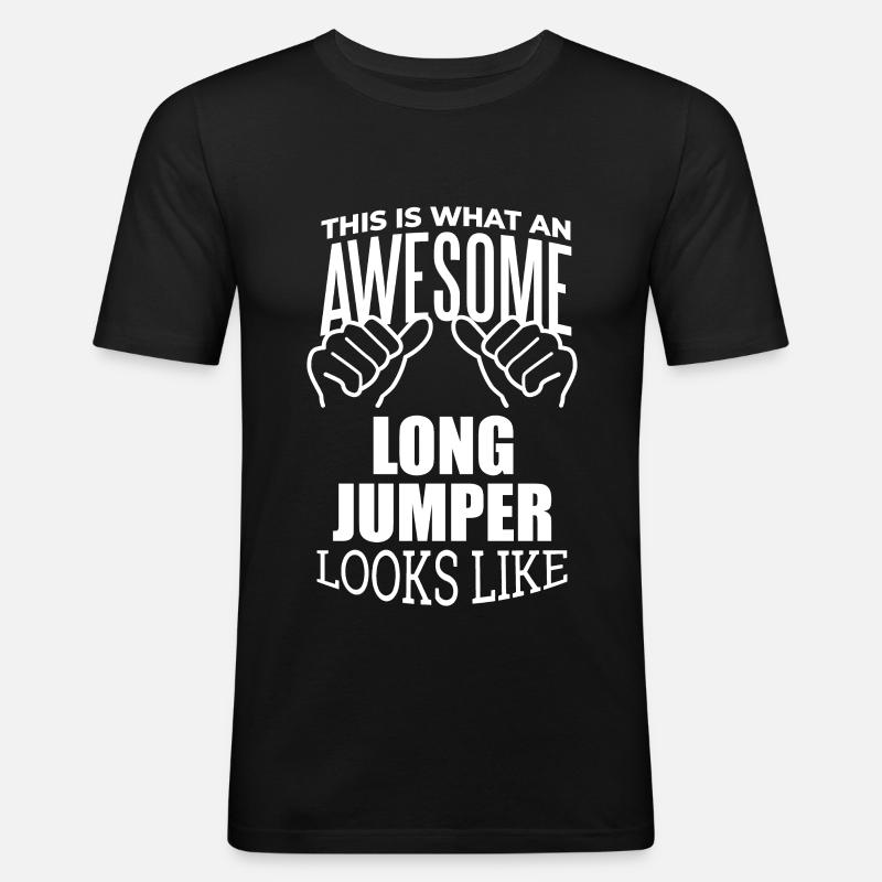 Weitsprung - Männer Slim Fit T-Shirt - Schwarz