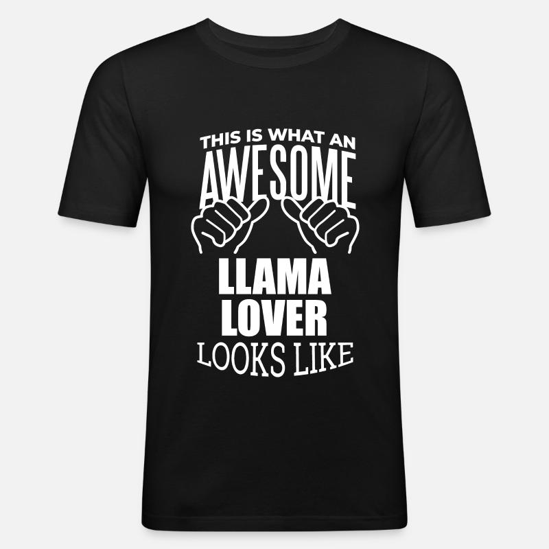 Lama - Männer Slim Fit T-Shirt - Schwarz