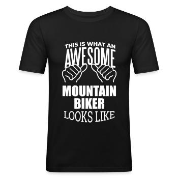 Mountainbiken - Männer Slim Fit T-Shirt - Schwarz - Vorne - Nik (191cm)